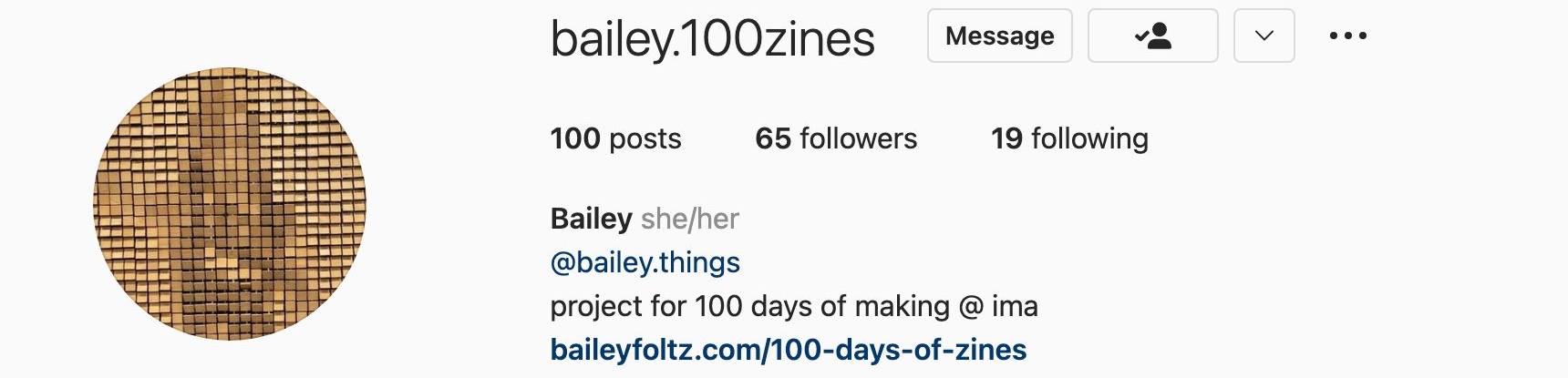 screenshot of instagram page