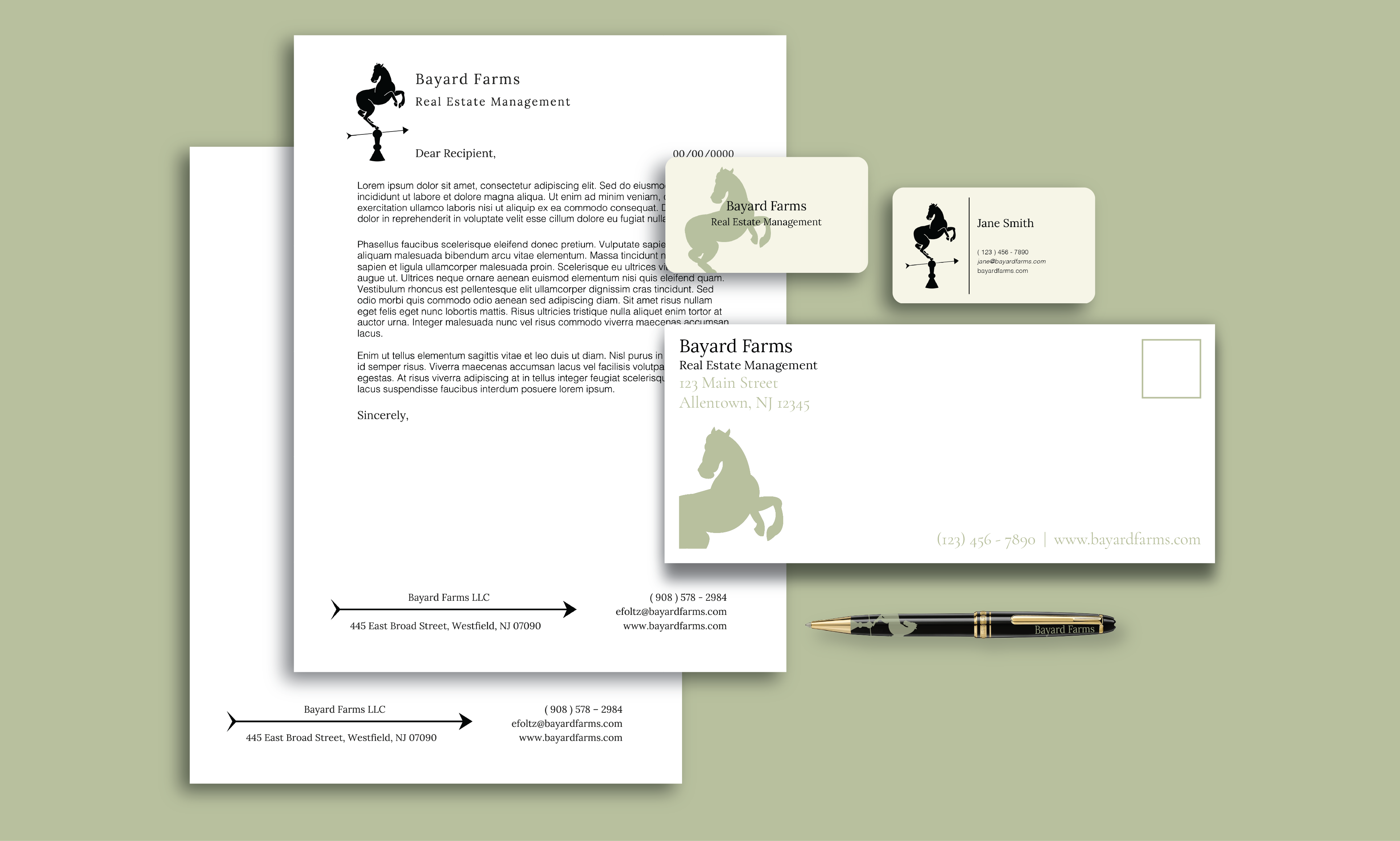 documents mockup with letterhead, envelope, business cards and pen