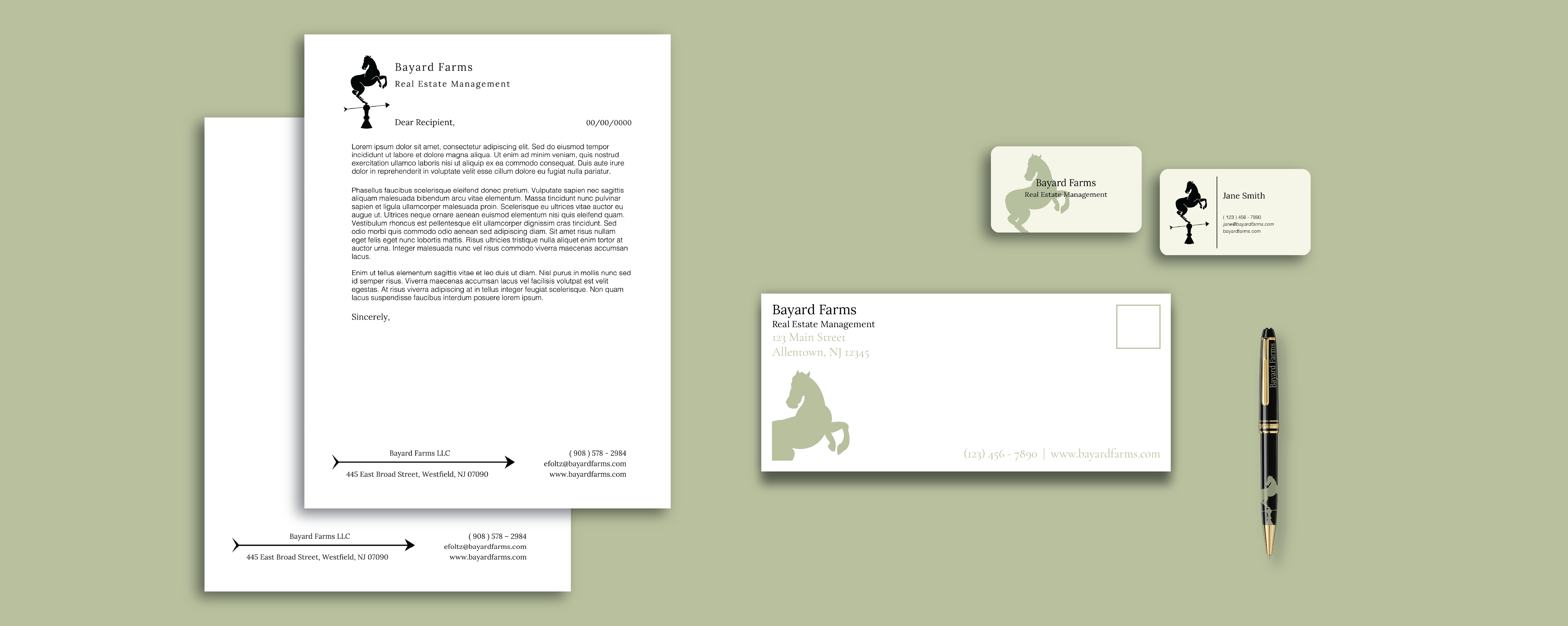 documents mockup with letterhead, envelope, business cards and pen