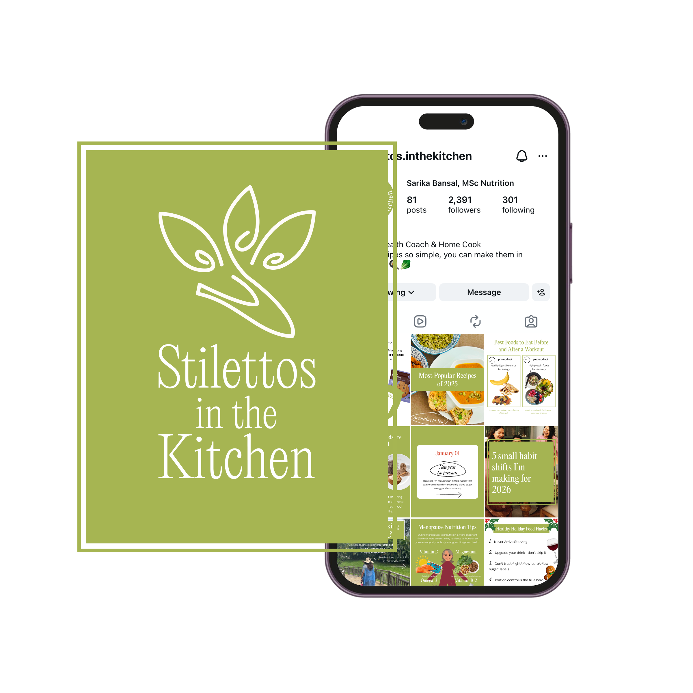 logo and instagram for Stilettos in the Kitchen project