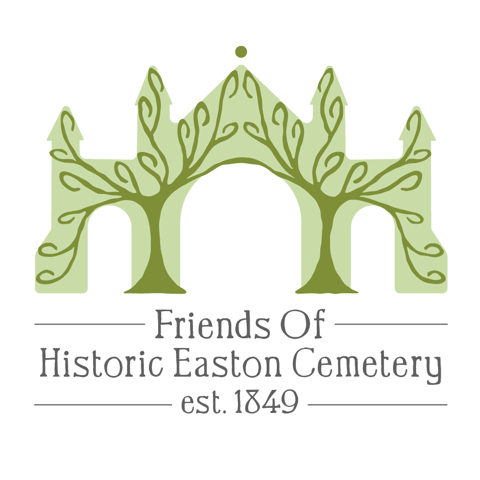 friends of historic easton cemetery logo - cemetery entryway framed by trees