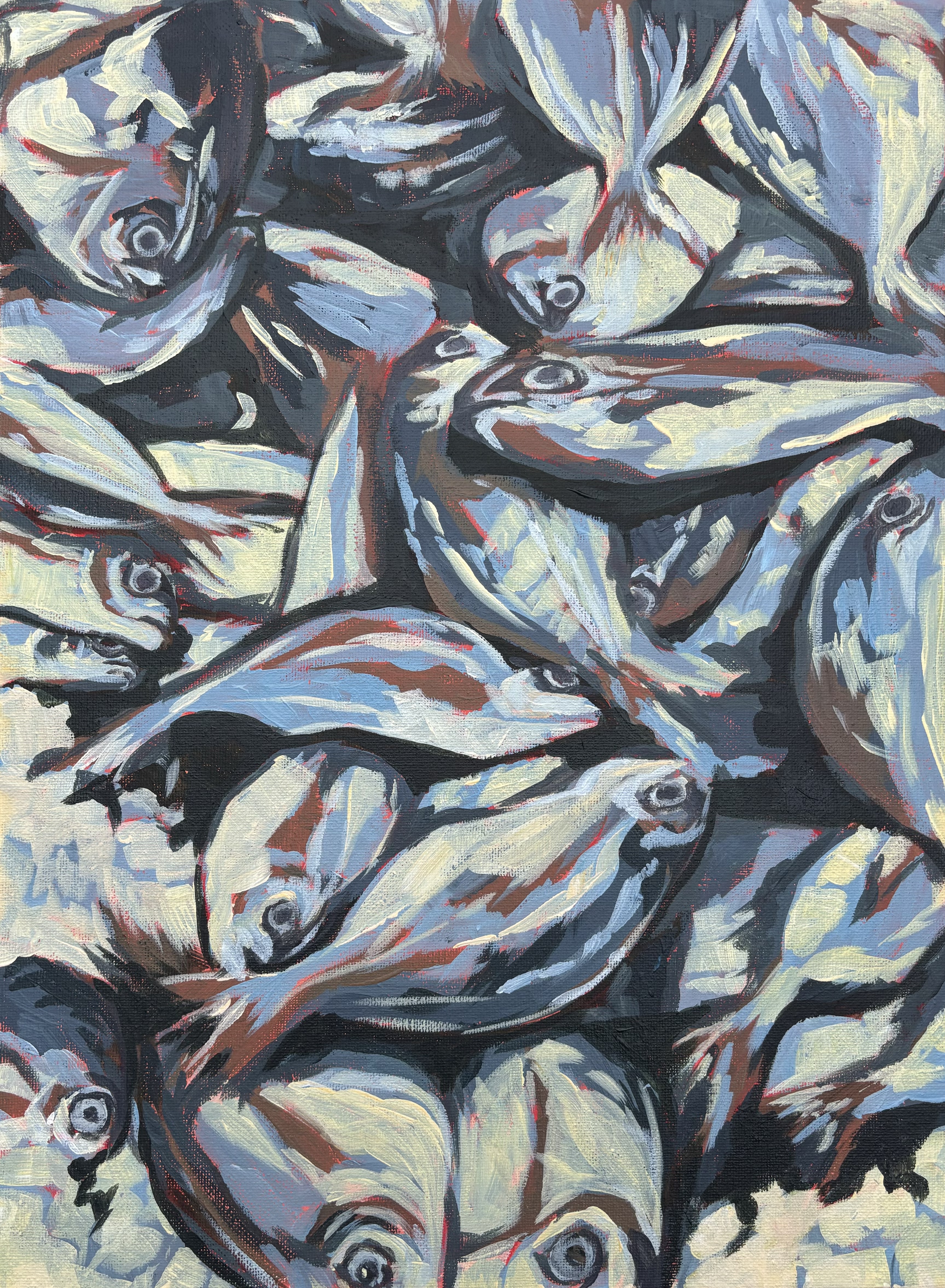 fish piled o top of one another with ice