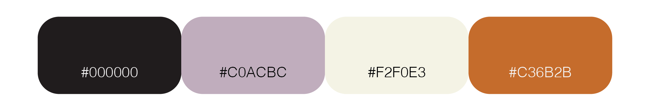 color palette - black ,light purple, off-white, burnt orange