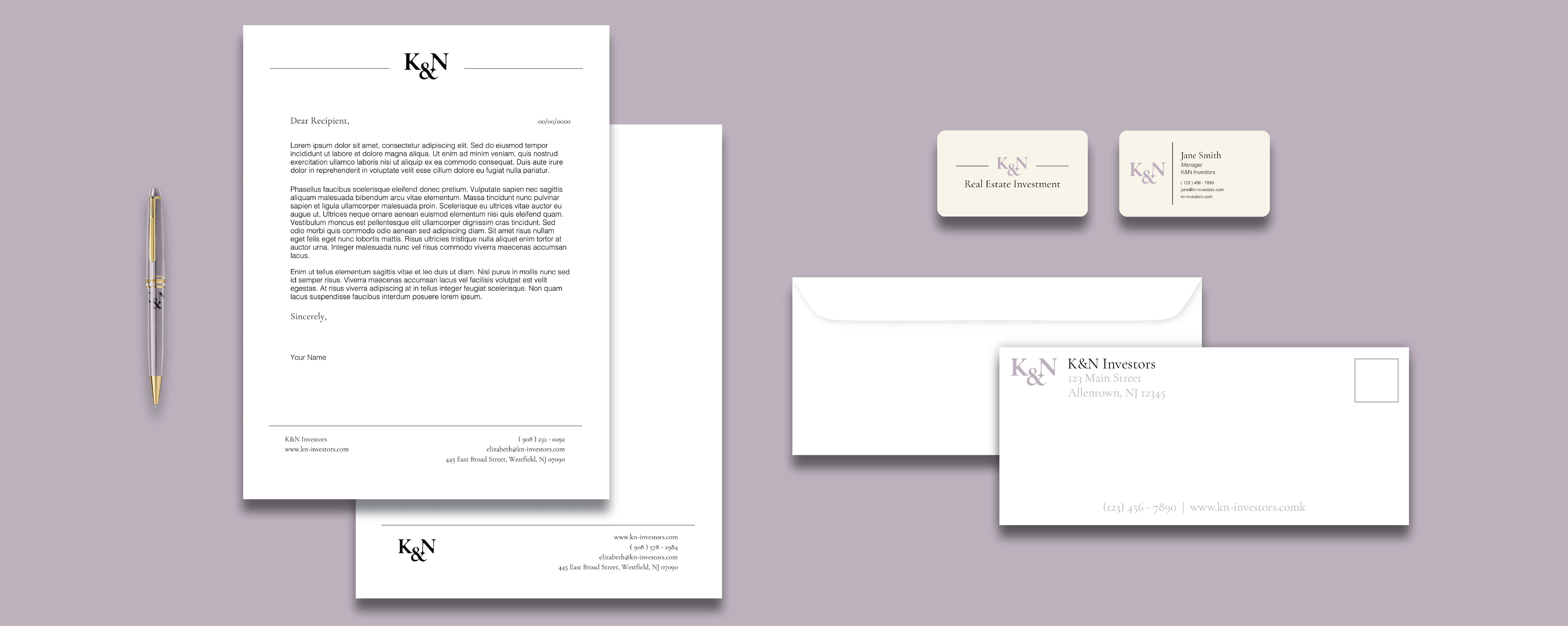 documents mockup with letterhead, envelope, business cards and pen