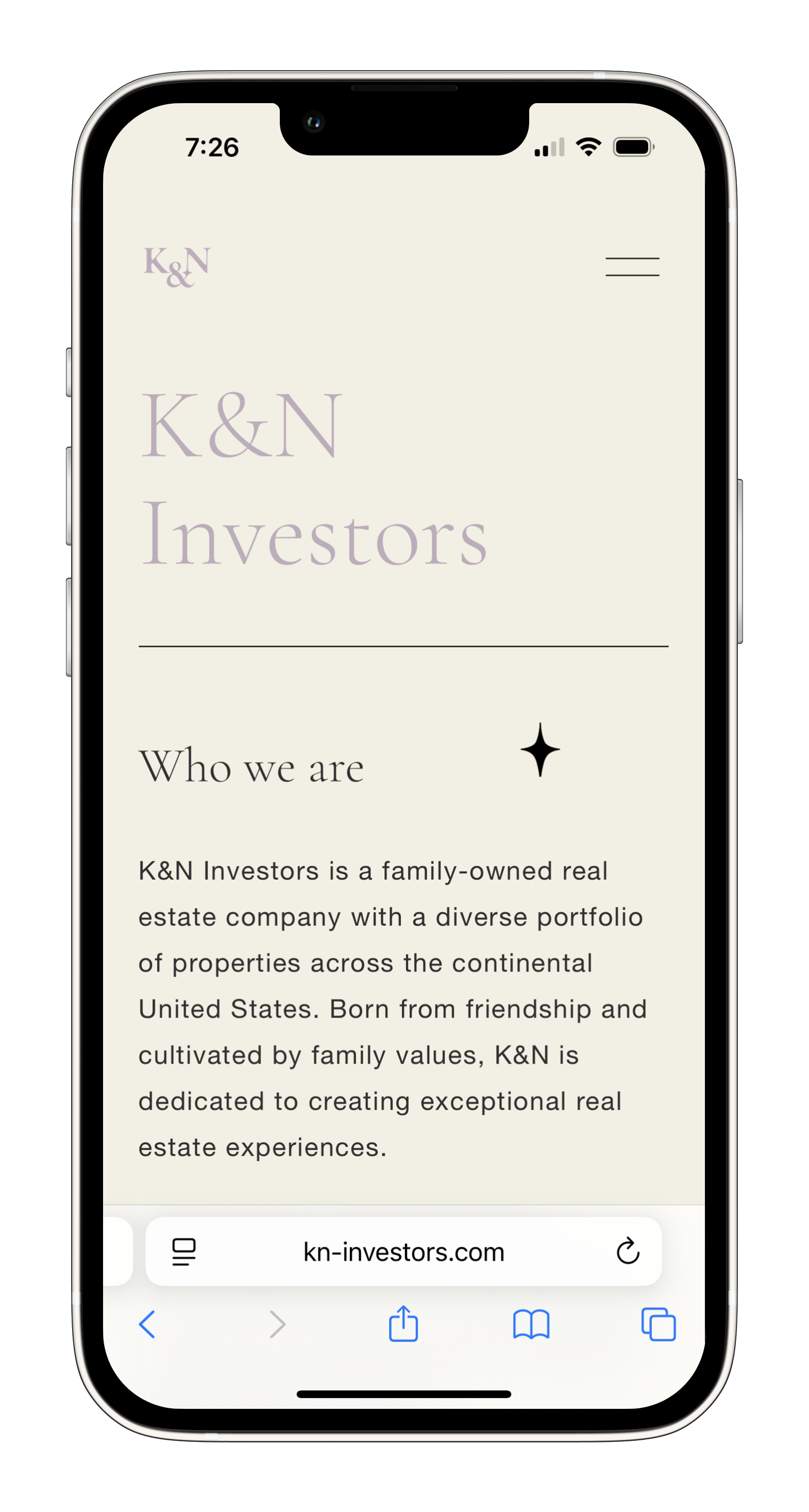 mobile site screenshot - about page