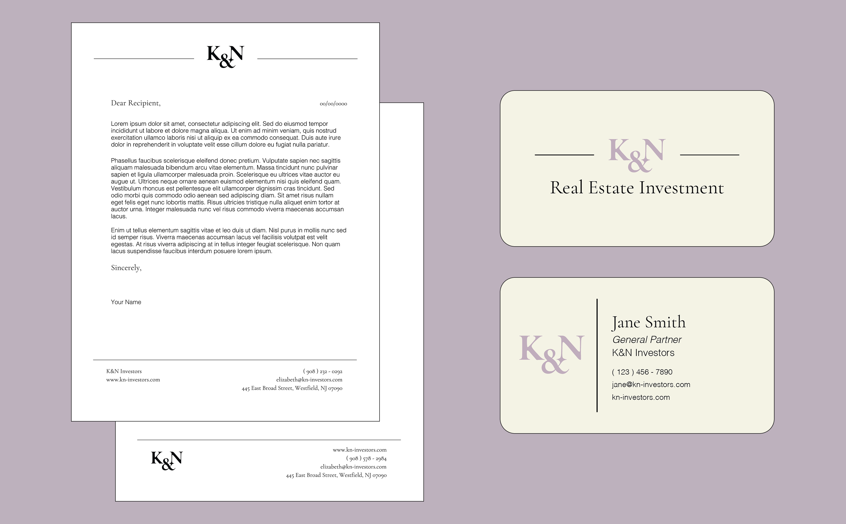 k&n letterhead and business cards