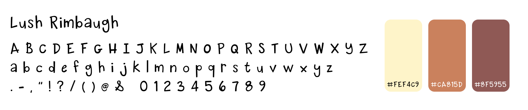 typography and color palette - custom font created for Lush Rimbaugh as well as the main color scheme of yellow, orange, and a dusky pink