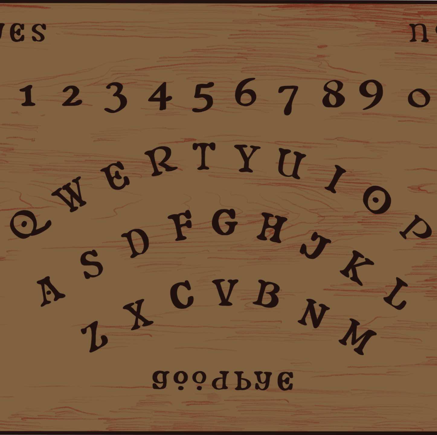 ouija board illustration with letters in keyboard layout