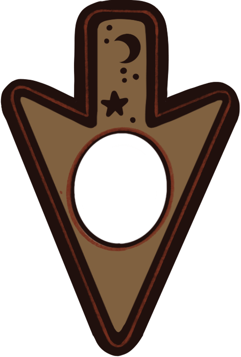planchette shaped like a mouse pointer, or an arrow