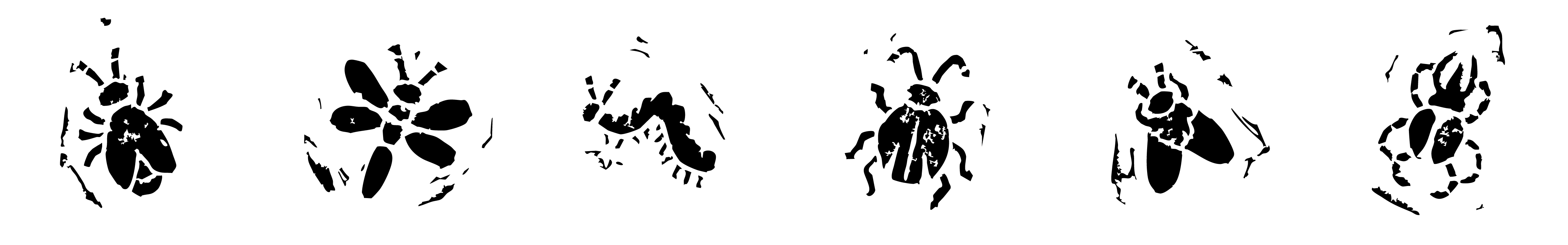 print club banner - six blue bug illustrations