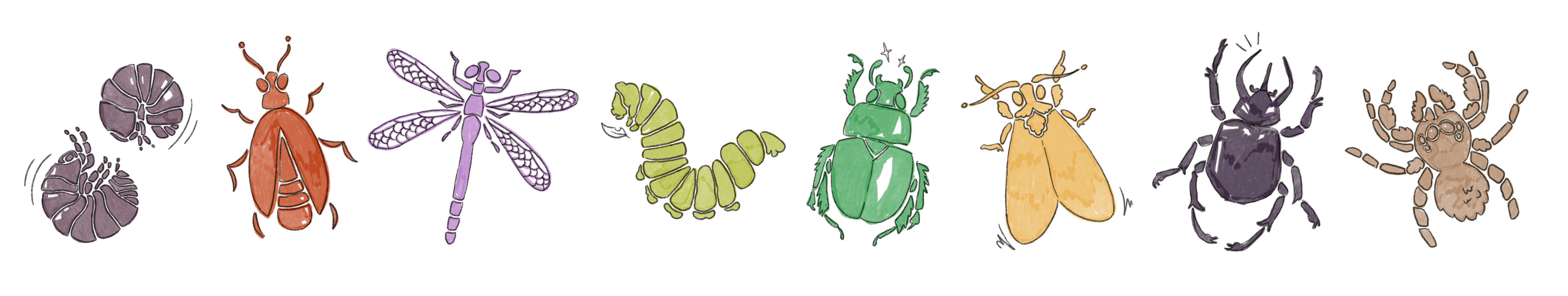 eight featured bug stickers