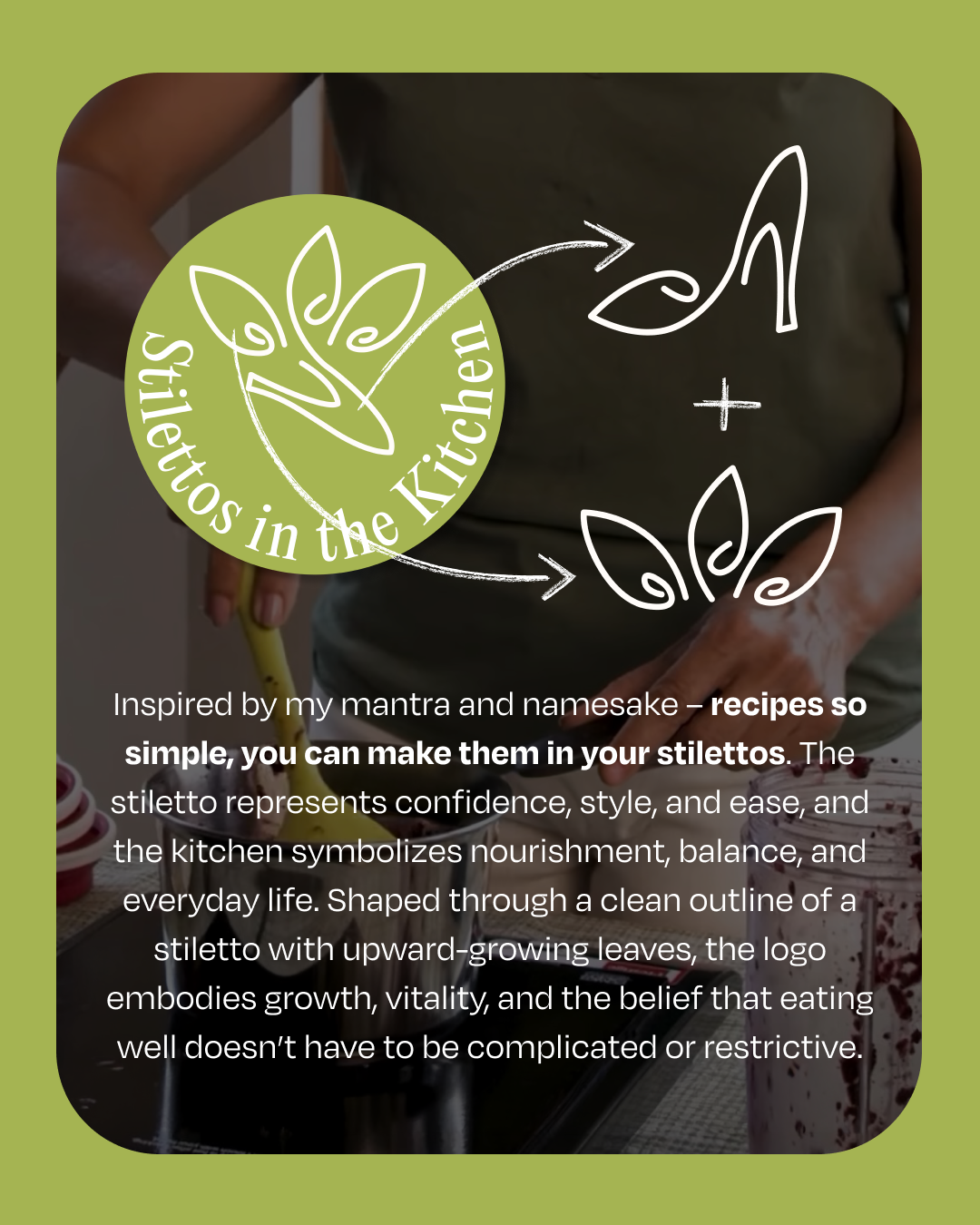 logo example two: logo and explanation and a demonstration of the two aspects - shoe and laves - separately with a green border