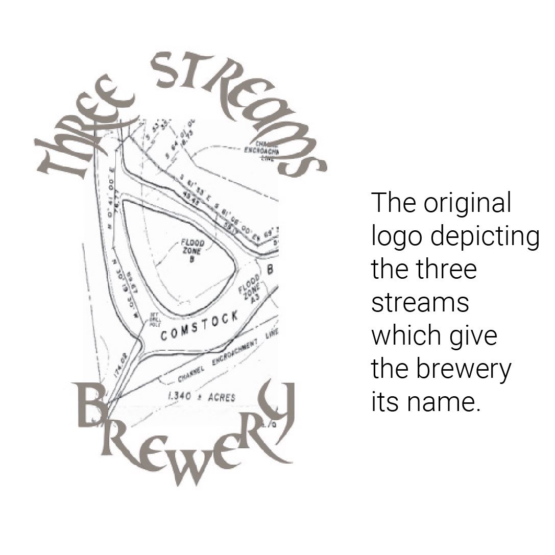 the original logo depicting the three streams which give the brewery its name.