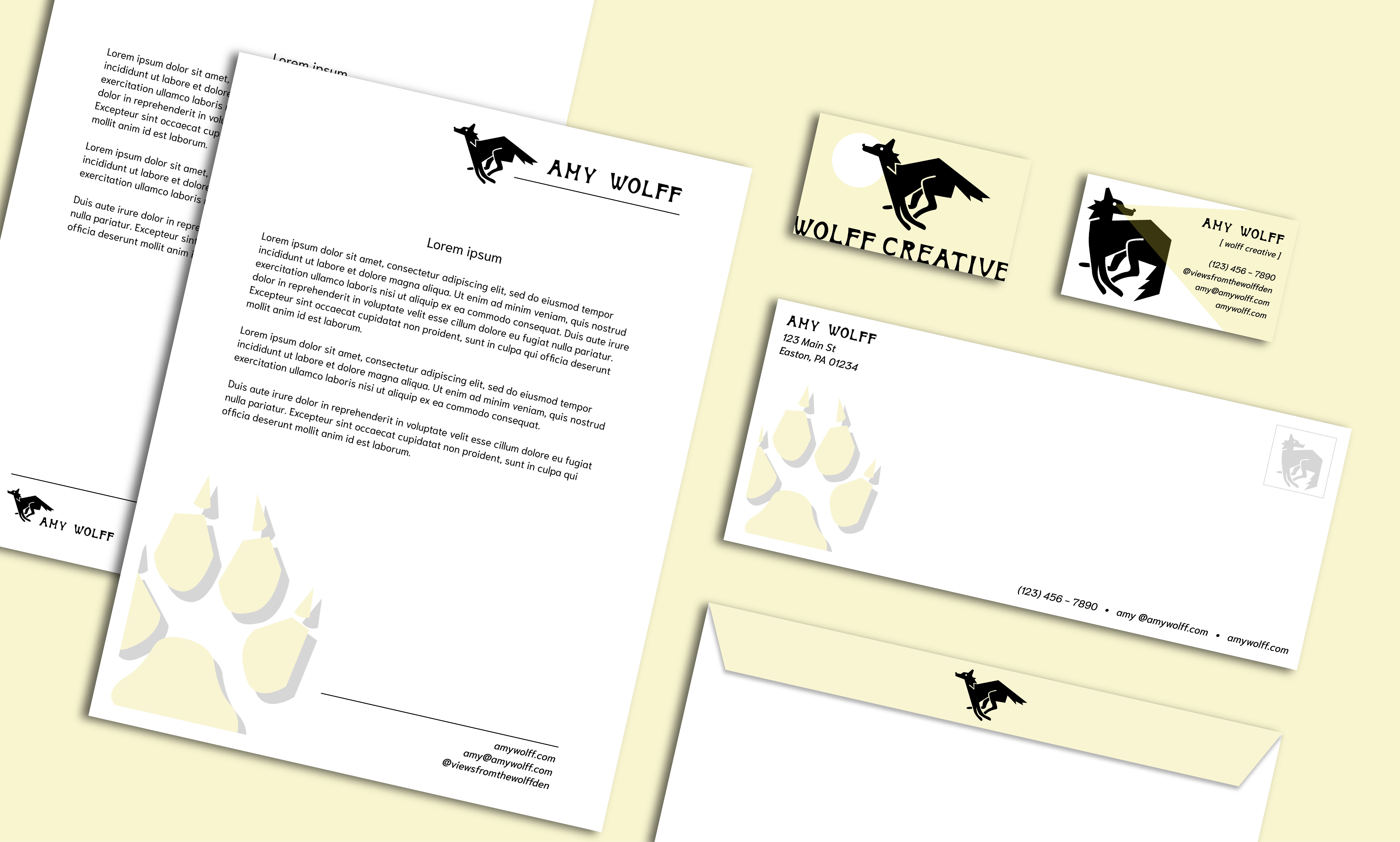 documents mockup with letterhead, envelope, and business cards